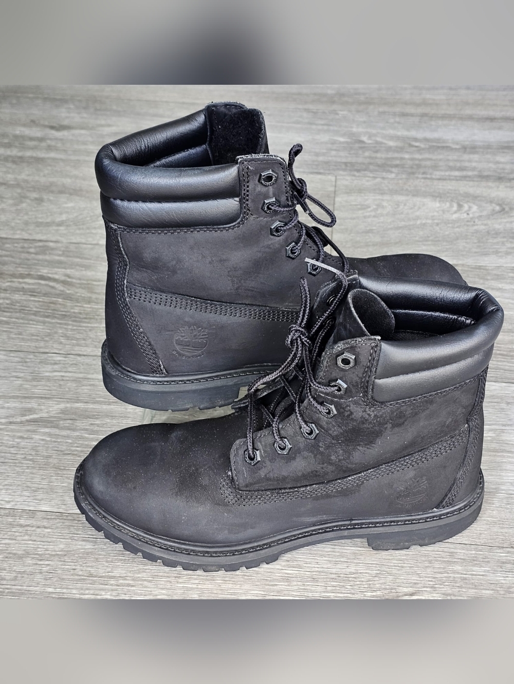 timberland 6 inch premium boots nubuck Black Sz 8 Womens A1217